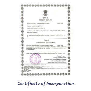 Certificate of Incorporation - Click to enlarge